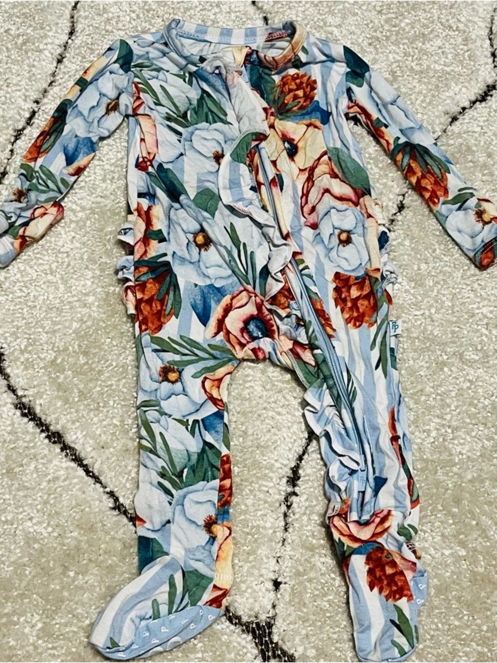 Victoria footie ruffle one piece